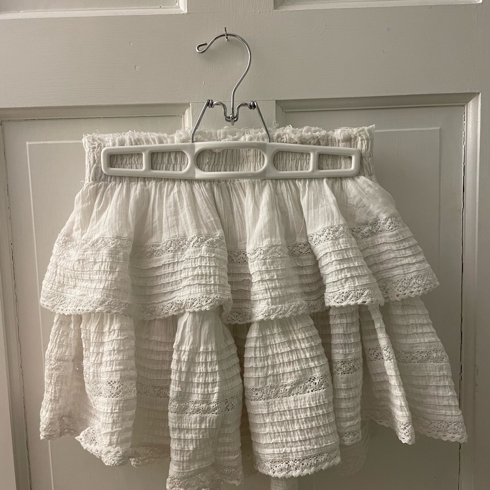 Aerie Cream Smocked Skirt